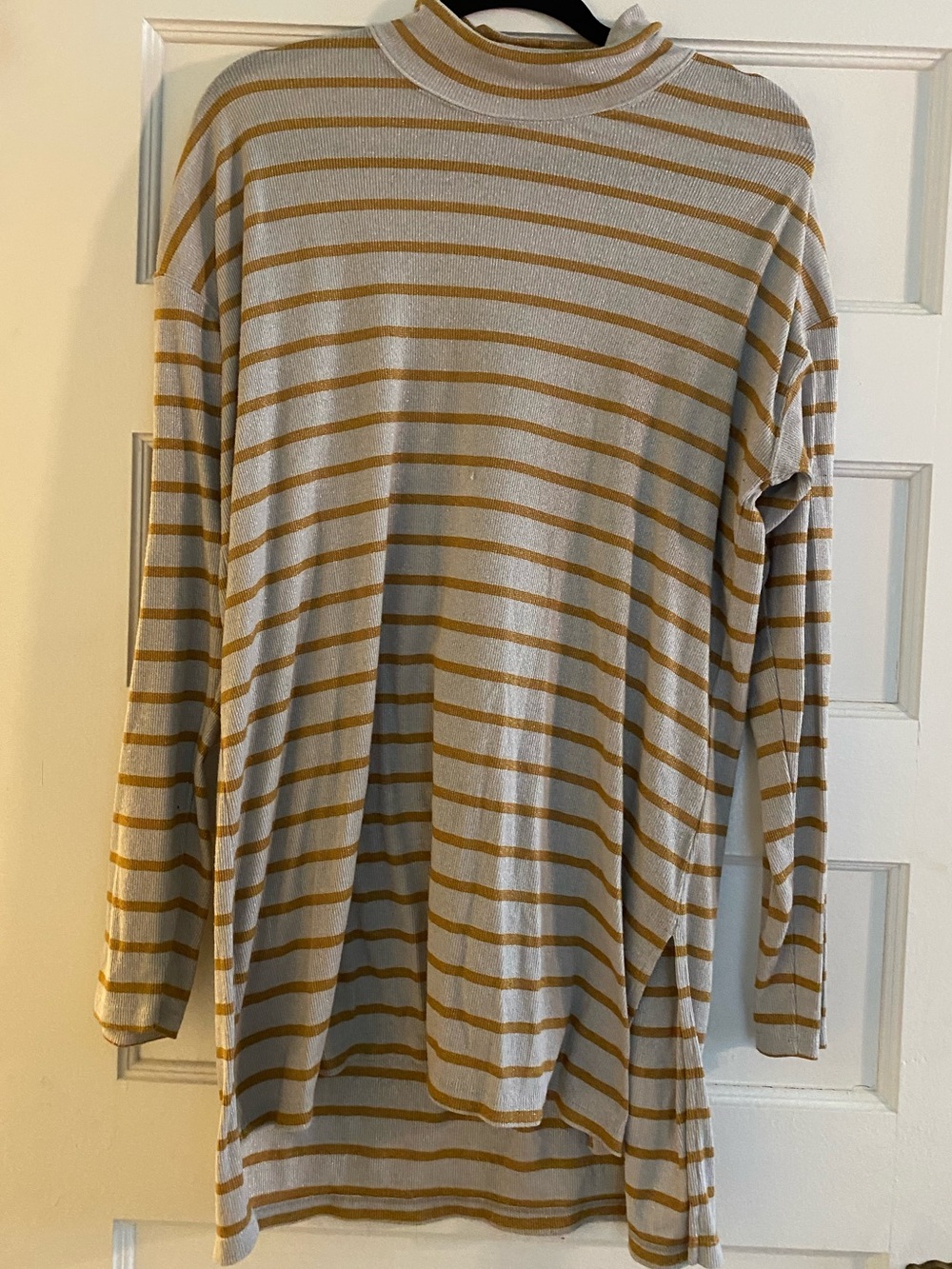 Anthropologie Metallic MockNeck Tunic - Beige and Mustard
